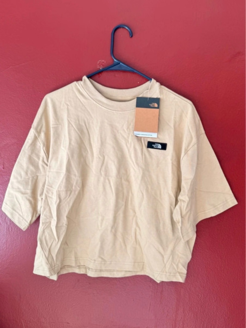 The North Face Women’s Heavyweight Cropped T-Shirt Beige/Khaki Stone BNWT Size M - Picture 3 of 7